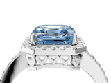 White gold Fancy Blue Asscher  Halo Diamond Solitaire with Pavé Band and Four-Prong Setting_84