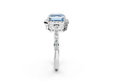 White gold Fancy Blue Asscher  Halo Diamond Solitaire with Pavé Band and Four-Prong Setting_88