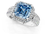 White gold Fancy Blue Asscher  Halo Diamond Split Shank Engagement Ring with Prong Setting_106