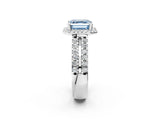 White gold Fancy Blue Asscher  Halo Diamond Split Shank Engagement Ring with Prong Setting_107