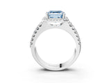 White gold Fancy Blue Asscher  Halo Diamond Split Shank Engagement Ring with Prong Setting_108