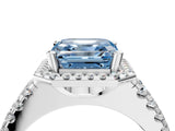 White gold Fancy Blue Asscher  Halo Diamond Split Shank Engagement Ring with Prong Setting_109