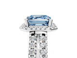 White gold Fancy Blue Asscher  Halo Diamond Split Shank Engagement Ring with Prong Setting_110