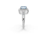 White gold Fancy Blue Asscher  Halo Diamond Split Shank Ring with Milgrain Detail_30