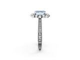 White gold Fancy Blue Asscher  Halo Milgrain Pave Diamond Ring with Four-Prong Setting 3