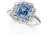 White gold Fancy Blue Asscher  Halo Milgrain Solitaire with Bezel Set Side Stones and Pave Band_33
