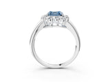 White gold Fancy Blue Asscher  Halo Milgrain Solitaire with Bezel Set Side Stones and Pave Band_35
