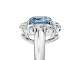 White gold Fancy Blue Asscher  Halo Milgrain Solitaire with Bezel Set Side Stones and Pave Band_37