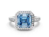 White gold Fancy Blue Asscher  Halo Pavé Diamond Engagement Ring with Bezel Setting_29