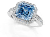 White gold Fancy Blue Asscher  Halo Pavé Diamond Engagement Ring with Bezel Setting_30