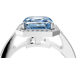White gold Fancy Blue Asscher  Halo Pavé Diamond Engagement Ring with Bezel Setting_33