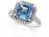 White gold Fancy Blue Asscher  Halo Pavé Diamond Engagement Ring with Four-Prong Setting_26