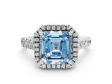 White gold Fancy Blue Asscher  Halo Pavé Diamond Engagement Ring with Four-Prong Setting_26
