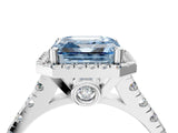 White gold Fancy Blue Asscher  Halo Pavé Diamond Engagement Ring with Four-Prong Setting_29