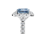White gold Fancy Blue Asscher  Halo Pavé Diamond Engagement Ring with Four-Prong Setting_8