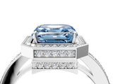 White gold Fancy Blue Asscher  Halo Pave Band Solitaire Ring with Prong Setting_50