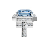 White gold Fancy Blue Asscher  Halo Pave Band Solitaire Ring with Prong Setting_51