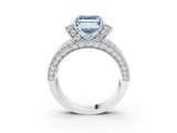 White gold Fancy Blue Asscher  Halo Pave Diamond Engagement Ring with Milgrain Detailing_49