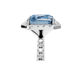 White gold Fancy Blue Asscher  Halo Round Diamond Pavé Band Four-Prong Ring_8