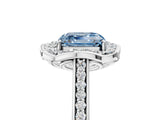 White gold Fancy Blue Asscher  Halo Round Diamond Pave Band with Four-Prong Setting_86
