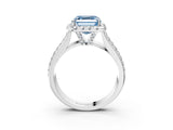 White gold Fancy Blue Asscher  Halo Round Diamond Pave Band with Prong Setting_27