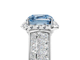 White gold Fancy Blue Asscher  Halo Round Diamond Pave Band with Prong Setting_29
