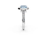 White gold Fancy Blue Asscher  Halo Solitaire Diamond Ring with Pave Band and Bezel Setting_49