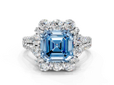 White gold Fancy Blue Asscher  Halo Split Shank Diamond Engagement Ring with Pave Band and Four-Prong Setting_17