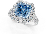 White gold Fancy Blue Asscher  Halo Split Shank Diamond Engagement Ring with Pave Band and Four-Prong Setting_18