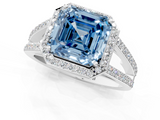White gold Fancy Blue Asscher  Halo Split Shank Diamond Ring with Four-Prong Setting_18