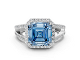 White gold Fancy Blue Asscher  Halo Split Shank Diamond Ring with Four-Prong Setting_18