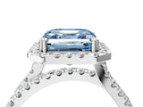 White gold Fancy Blue Asscher  Halo Split Shank Diamond Ring with Pavé Setting_64