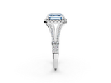White gold Fancy Blue Asscher  Halo Split Shank Diamond Ring with Prong Setting_2