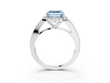 White gold Fancy Blue Asscher  Halo Split Shank Diamond Ring with Prong Setting_3
