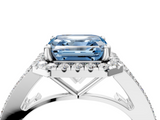 White gold Fancy Blue Asscher  Halo Split Shank Diamond Ring with Prong Setting_4