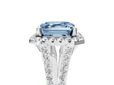 White gold Fancy Blue Asscher  Halo Split Shank Diamond Ring with Prong Setting_5