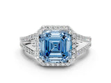 White gold Fancy Blue Asscher  Halo Split Shank Pave Diamond Ring with Four-Prong Setting_44