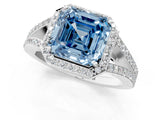 White gold Fancy Blue Asscher  Halo Split Shank Pave Diamond Ring with Four-Prong Setting_47