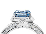 White gold Fancy Blue Asscher  Halo Split Shank Pave Diamond Ring with Petal Prong Setting_35