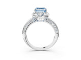 White gold Fancy Blue Asscher  Halo Split Shank Pave Diamond Ring with Petal Prong Setting_35