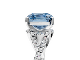 White gold Fancy Blue Asscher  Halo Twist Band Solitaire Prong Setting Ring_5
