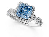 White gold Fancy Blue Asscher  Halo Twist Band Solitaire Ring with Six-Prong Setting_33