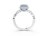 White gold Fancy Blue Asscher  Halo Twist Band Solitaire Ring with Six-Prong Setting_35