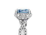 White gold Fancy Blue Asscher  Halo Twist Band Solitaire Ring with Six-Prong Setting_37