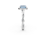 White gold Fancy Blue Asscher  Halo Twist Band Solitaire Ring_2