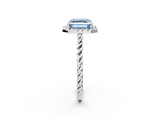White gold Fancy Blue Asscher  Halo Twisted Band Four-Prong Diamond Ring_2
