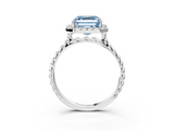 White gold Fancy Blue Asscher  Halo Twisted Band Four-Prong Diamond Ring_3