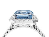 White gold Fancy Blue Asscher  Halo Twisted Band Four-Prong Diamond Ring_4