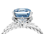 White gold Fancy Blue Asscher  Halo Twisted Band Four-Prong Ring_36