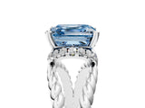 White gold Fancy Blue Asscher  Halo Twisted Band Four-Prong Ring_37